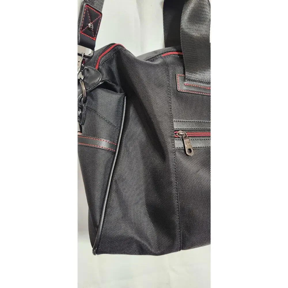 Robert‎ Graham Leclerc II Weekender Bag Shoulder Strap Black Red Trim